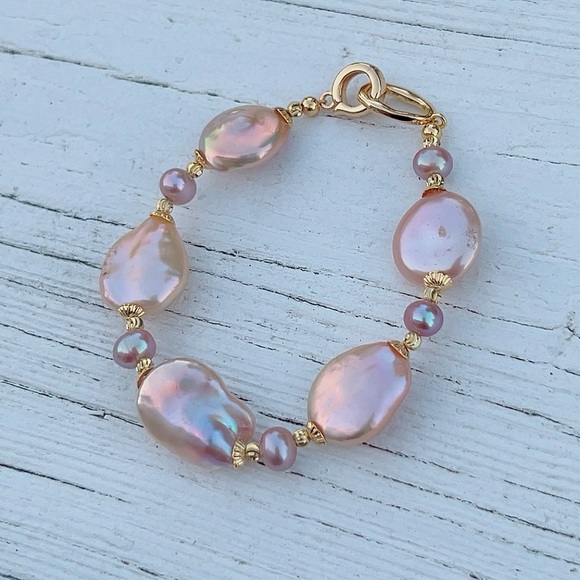 S94 Handmade Freshwater Baroque Pearl Bracelet - Picture 3 of 4